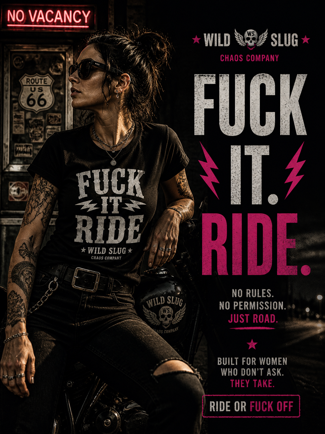 T Shirt Fuck It Ride Black or White – Women Tee