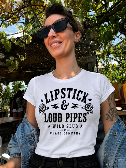 T Shirt Lipstick Black or White - Women Tee