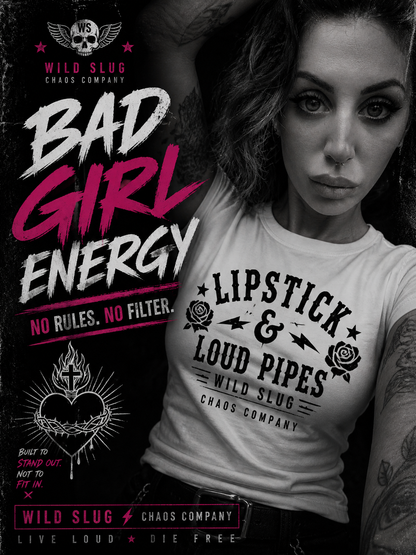 T Shirt Lipstick Black or White - Women Tee